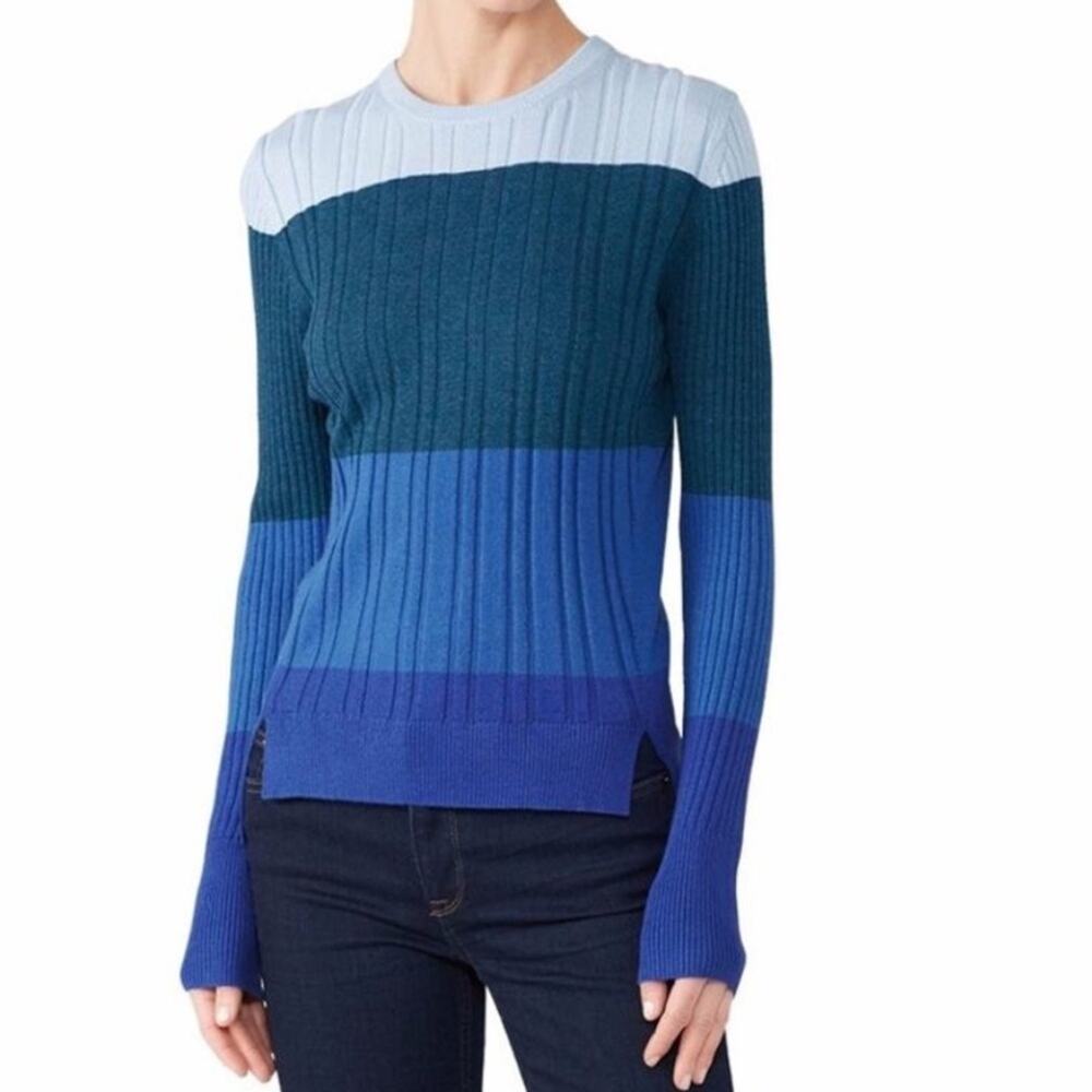 Tome NYC Ribbed Colorblock Sweater Blue - Size 8